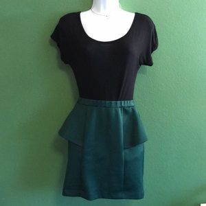 Green Body con Skirt with Peplum Detail